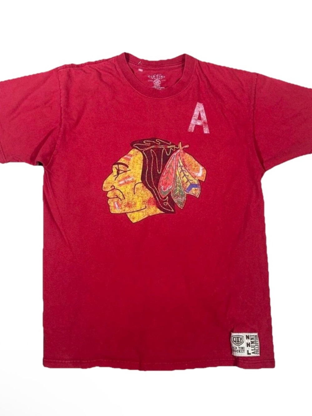 NHL Chicago Blackhawks Hull Short Sleeve Red T-Shirt Mens Large Old Time Hockey